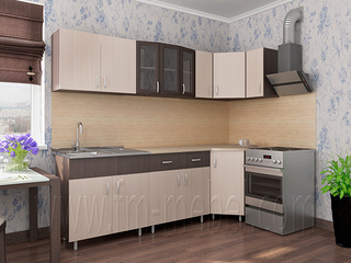 Фото Угловой гарнитур «Аниме» 2450х850. Кухонные гарнитуры Аниме.