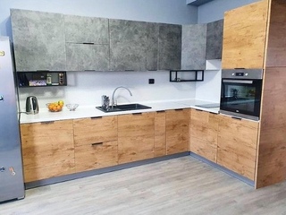 Фото Угловая кухня Стоун 3000х1800 мм. Кухонные гарнитуры Стоун.