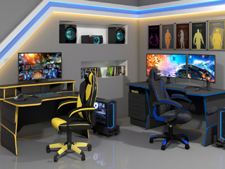 Фото Комплект детских столов для компьютерных игр - STG 1390 / STG1385 / 3d3 / SKB-1 / Game 17. Мебель для компьютерных игр.