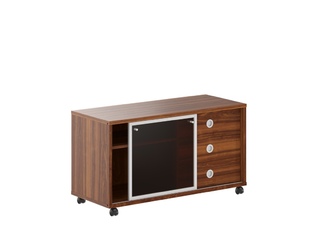 Фото Тумба мобильная со слайд-дверью стеклянной в AL-раме - B 202-2. Тумбы Born.