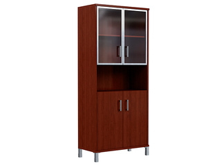 Фото Шкаф высокий с малыми стеклянными дверьми в AL-рамке и глухими - B 430-9. Шкафы и стеллажи Born.