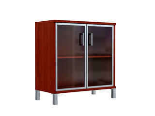 Фото Шкаф низкий со стеклянными дверьми в AL-рамке - B 410-4. Шкафы и стеллажи Born.