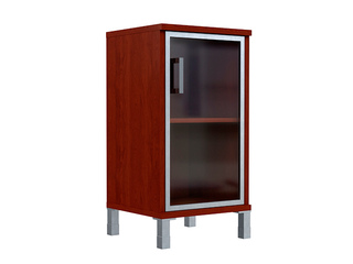 Фото Шкаф-колонка низкая со стеклянной дверью в AL-рамке - B 411-4L. Шкафы и стеллажи Born.