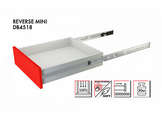 Фото Шариковые направляющие Boyard REVERSE MINI DB4518Zn/500. Push-to-open с доводчиком.