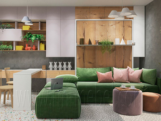 Фото Гостиная Эко с подъемной кроватью и диваном. Примеры комплектаций Смарт 1.