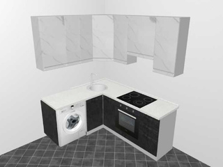 Фото Кухонный гарнитур Скала со стиральной машиной в Корабль. Кухня в Корабль.