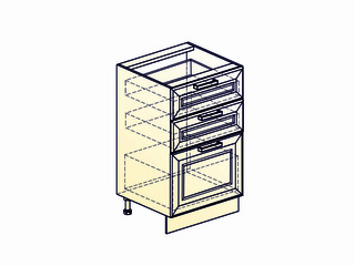 Фото Мишель Шкаф рабочий L500 (3 ящ.) (эмаль). Модули для кухни Мишель.