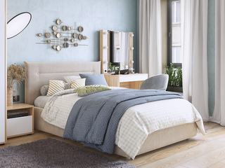 Фото Спальня Зара: кровать Альба 1.2, прикроватная тумба и трюмо. Примеры комплектаций Зара.