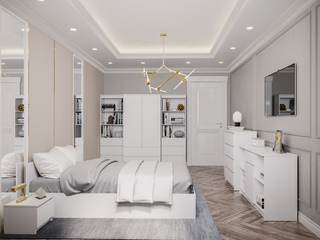 Фото Спальный гарнитур Мори - КРМ 1600.1, ТПМ 400х2 шт.,  МТВ 1204.1, МК 800.4, МСТ 600.3х2 шт, МШ 900.1. Наборы модульной мебели Мори.