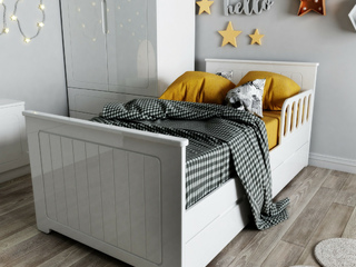 Фото Кровать детская с яшиками Феалта-baby Лига, белая 180х80. Детские кровати фабрики Феалта.