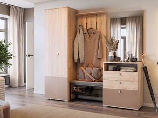 Фото Прихожая Модерн с обувницей Крафт 1 с мягким сиденьем. Прихожие Модерн.