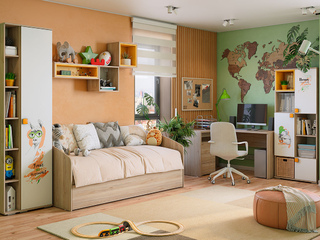 Фото Подростковый гарнитур мебели Зоо с угловым столом. Примеры комплектаций детской мебели Зоо.