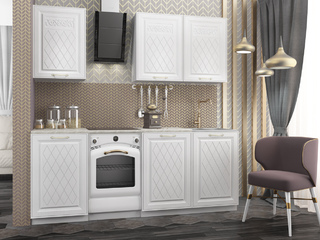 Фото Мини кухня Вита 150 см с белыми МДФ фасадами. Кухонные гарнитуры Вита.