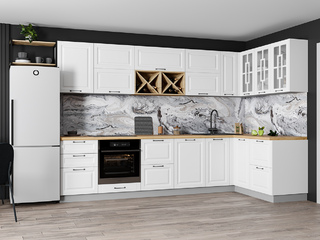 Фото Угловая кухня Гарда с полками винницами. Кухонные гарнитуры Гарда.