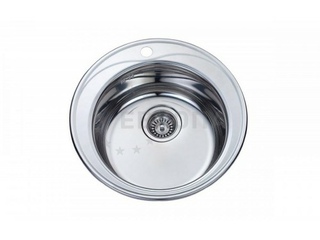 Фото Мойка нержавеющая Эконом, врезка 0.6x180, 49х49см, выпуск 3 1/2 с сифоном. Врезные мойки из нержавейки.