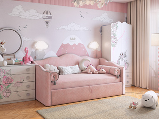 Фото Софа Лея с комодом и шкафом Фэнтези. Детские гарнитуры Фэнтези.