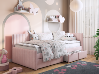 Фото Тахта 90х200 см с ящиками и полками. Детская тахта.