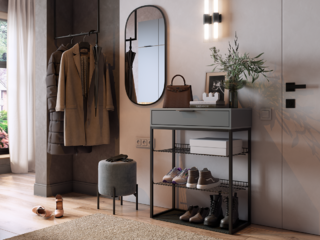 Фото Мини прихожая: пуф Одри, обувница Краш и зеркало Фортуна 2. Маленькие прихожие.