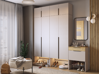 Фото Четырёхстворчатый шкаф с обувницей. Пример комплектации Баско.