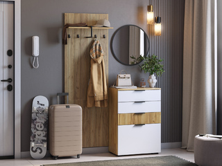 Фото Прихожая Бодрум Ф3. Примеры комплектаций модульной мебели в прихожую Бодрум.