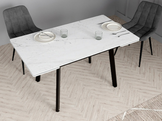 Фото Раздвижной стол Лорд со столешницей из полуматового стекла. Кухонные стеклянные столы.