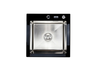 Фото Врезная мойка из нержавеющей стали KFK 5050, Сатин. Премиальные, сталь 3 мм.